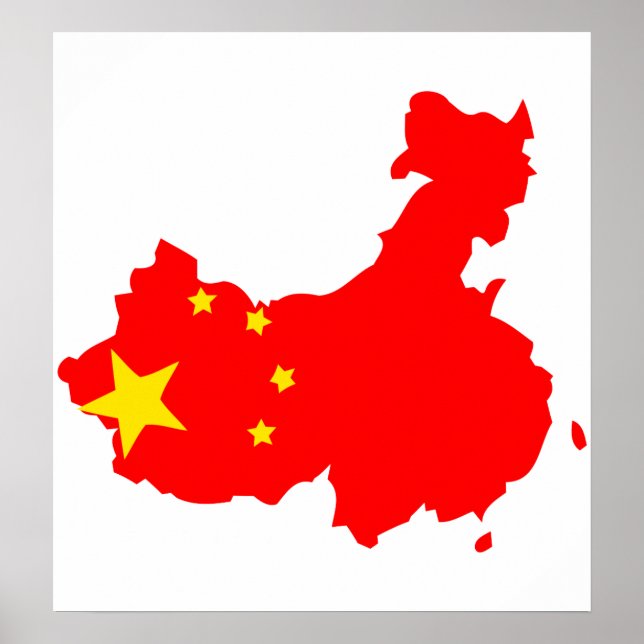 China Flag Map full size Poster (Front)