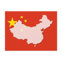 China flag map outline postcard