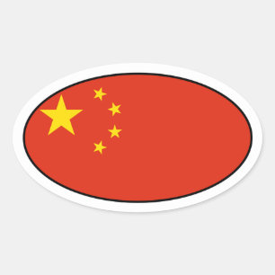 China Flag Oval Sticker
