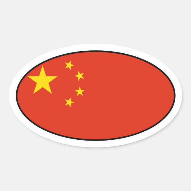 China Flag Oval Sticker (Front)