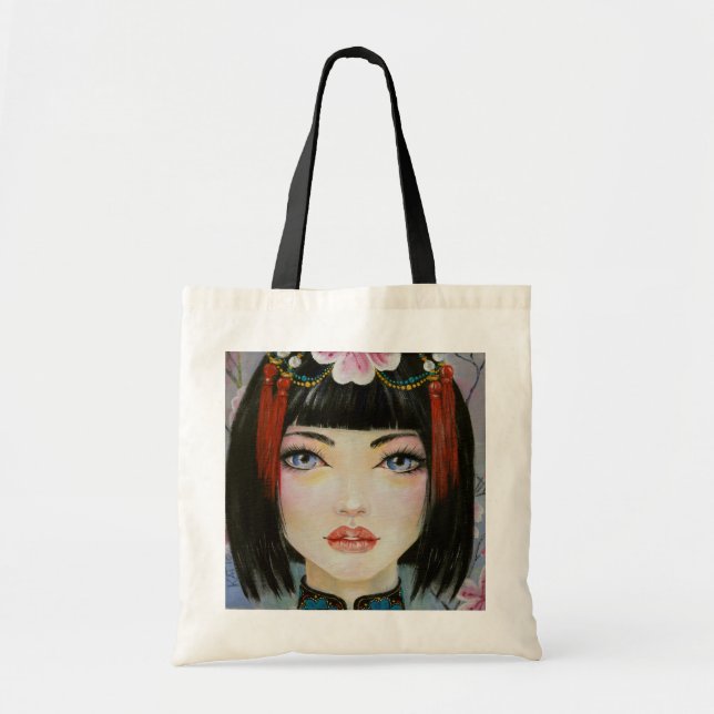 China Girl Lowbrow Art Painting Tote Bag (Front)