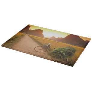China, Guangxi. Yangzhou, Bicycle on country Cutting Board
