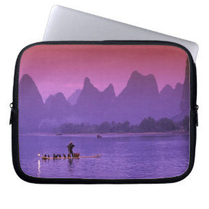 China, Guanxi. Li river single cormorant Laptop Sleeve