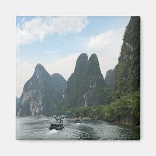China, Guilin, Li River, River boats line the Magnet
