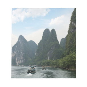 China, Guilin, Li River, River boats line the Notepad