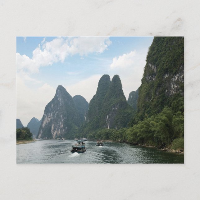 China, Guilin, Li River, River boats line the Postcard (Front)