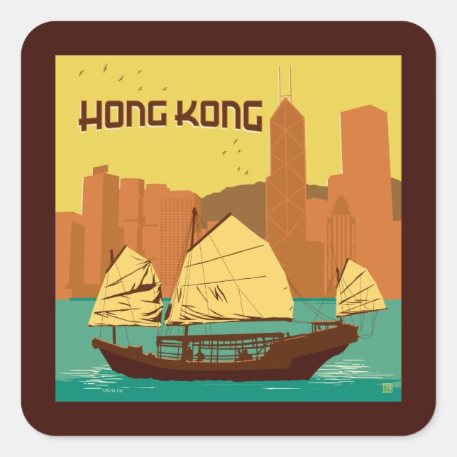 China | Hong Kong Square Sticker (Front)