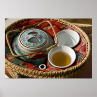 China, Hong Kong. Traditional Chinese teapot & 3