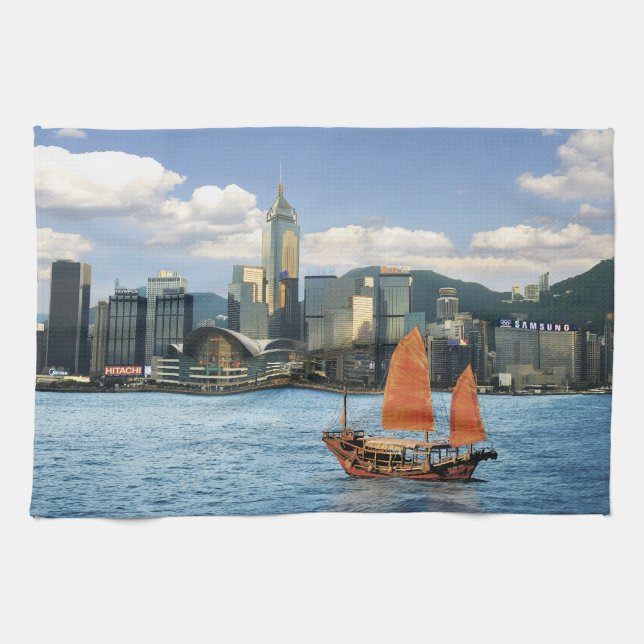 China; Hong Kong; Victoria Harbour; Harbour; A Tea Towel (Horizontal)