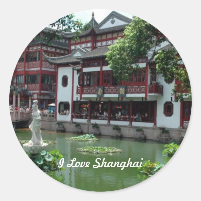 China: I Love Shanghai, China Classic Round Sticker (Front)