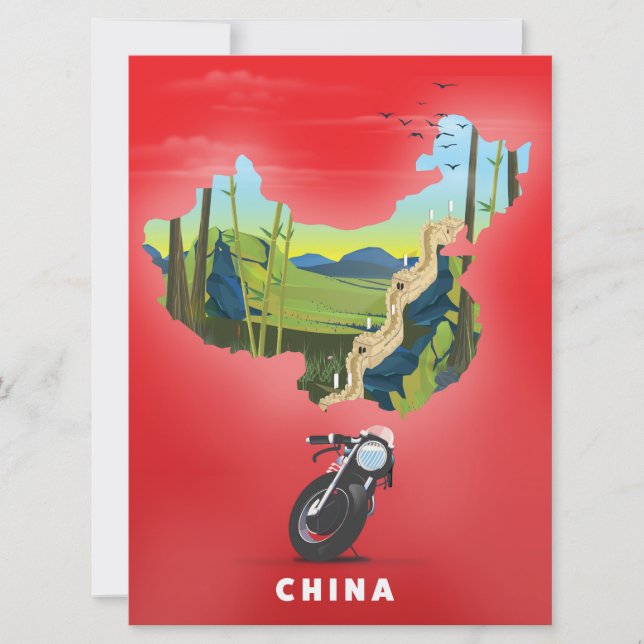 China Illustrated map travel poster Invitation (Front)