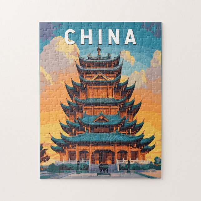 China Illustration Travel Art Vintage Jigsaw Puzzle (Vertical)
