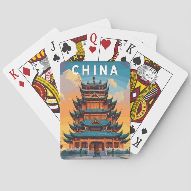 China Illustration Travel Art Vintage Playing Cards (Back)