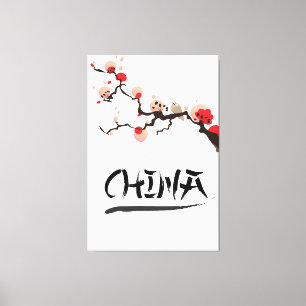 China Ink vintage travel poster. Canvas Print