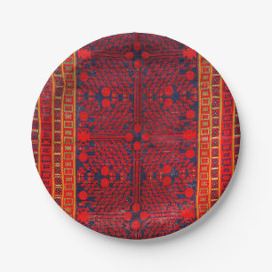 China Khotan Red Blue Yellow  Paper Plate