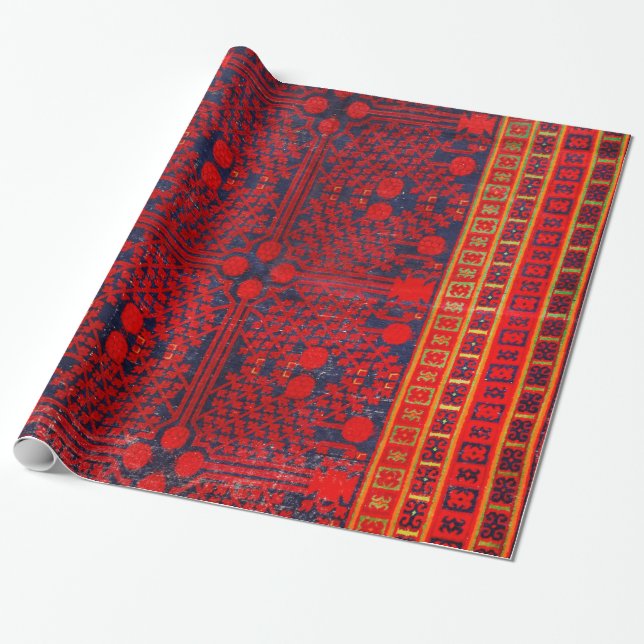 China Khotan Red Blue Yellow  Wrapping Paper (Unrolled)