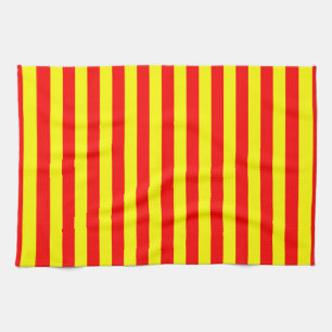 china kyrgyzstan spain flag stripes red yellow pat tea towel
