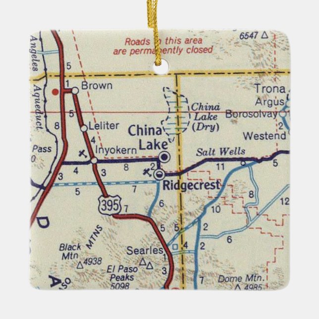 China Lake CA Vintage Map Ceramic Ornament (Front)