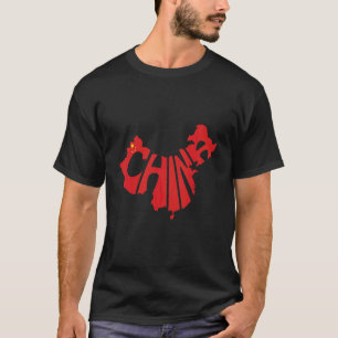 China Lettering In Map With Chinese Flag  Support  T-Shirt