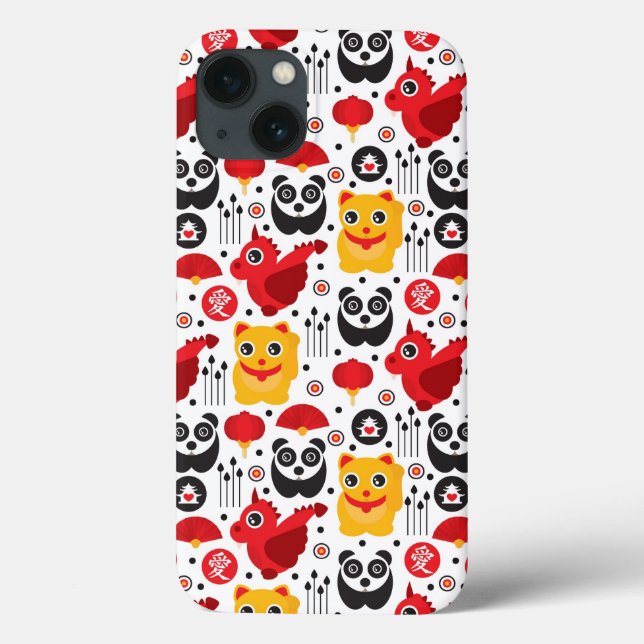 China lucky cat, dragon, and panda Case-Mate iPhone case (Back)