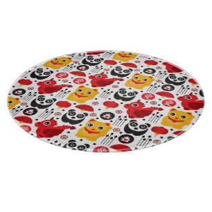 China lucky cat, dragon, and panda cutting board