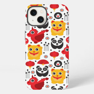 China lucky cat, dragon, and panda iPhone 13 case