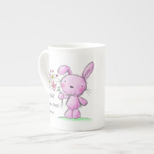♥ CHINA MUG ♥ cute pink lilac bunny rabbit