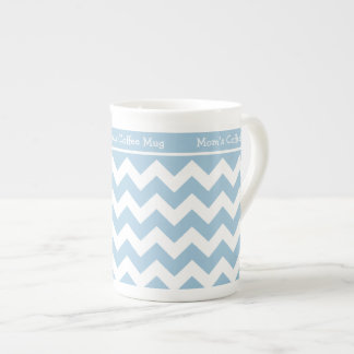 China Mug to Personalise, Blue and White Chevrons