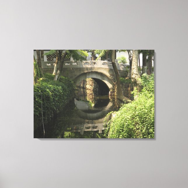 China, Nantong, an arched bridge forms a perfect Canvas Print (Front)