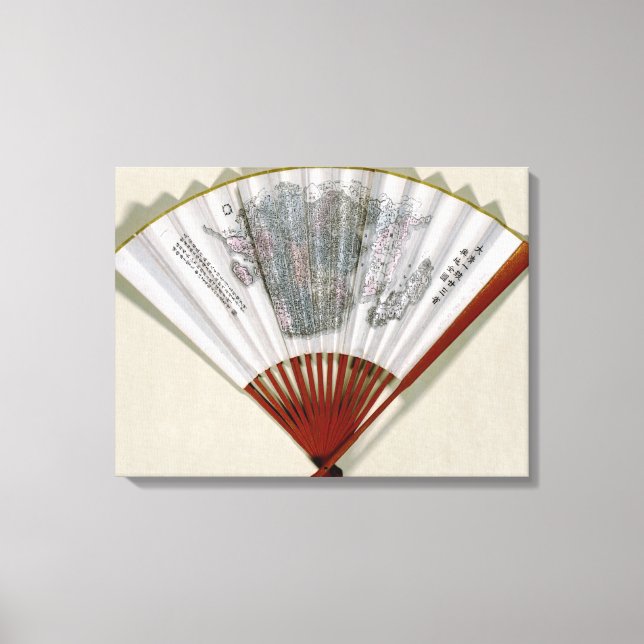 China on the Face of a FanPanoramic Map Canvas Print (Front)