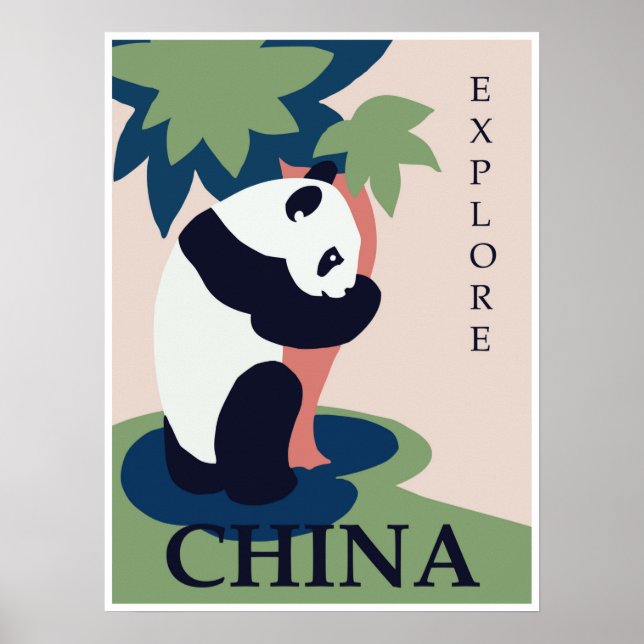 China Panda Vintage Travel Poster (Front)
