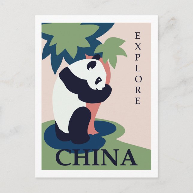 China Panda Vintage Travel Poster Postcard (Front)