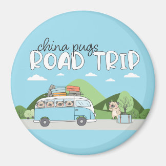 China Pugs Road Trip Magnet