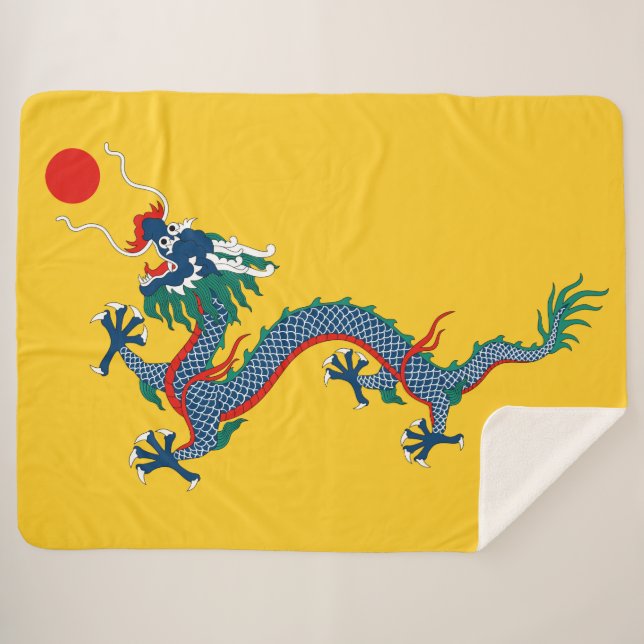 China Qing Dynasty Flag (Chinese Dragon) (Asian) Sherpa Blanket (Front (Horizontal))