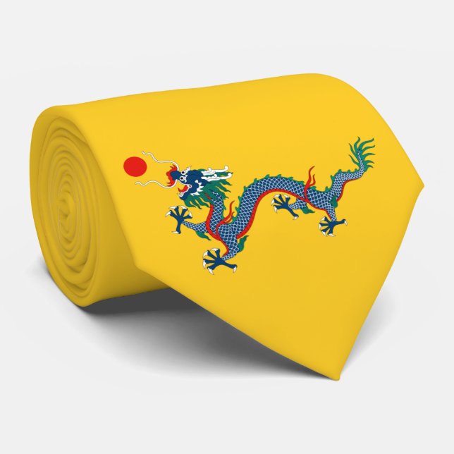 China Qing Dynasty Flag (Chinese Dragon) (Asian) Tie (Rolled)