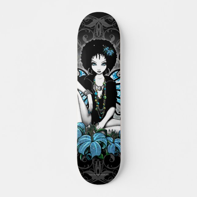"China" Retro Lilly Yin Yang Fairy Art Skateboard (Front)