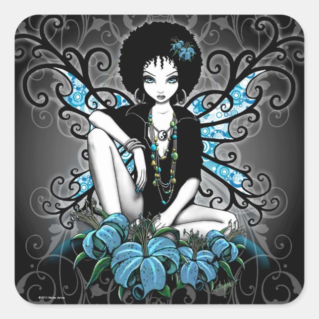 "China" Retro Lily Yin Yang Fairy Art Stickers (Front)