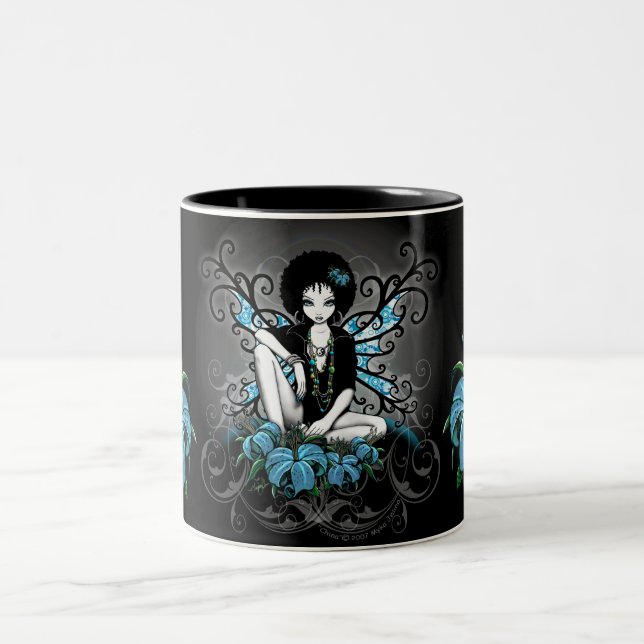China Retro Teal Lilly Afro Fae Fantasy Mug (Center)