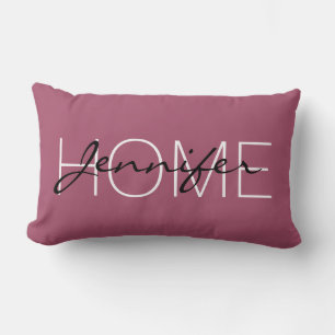 China rose colour home monogram lumbar cushion