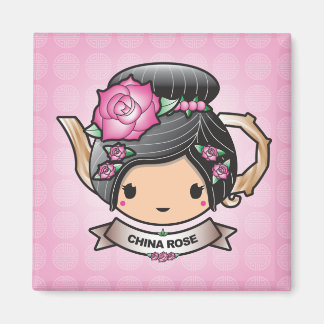China Rose Teapot Square Magnet