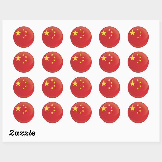 China  Round Icon Flag Classic Round Sticker (Sheet)