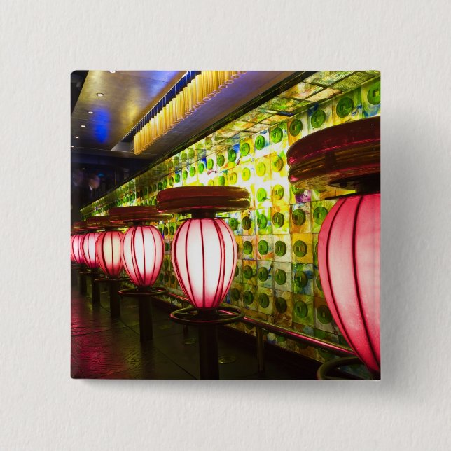 China, Shanghai. Bar in the Xin Tian Di bar 15 Cm Square Badge (Front)