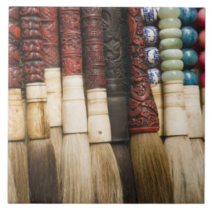 China, Shanghai. Brushes Chenghuang Miao Tile