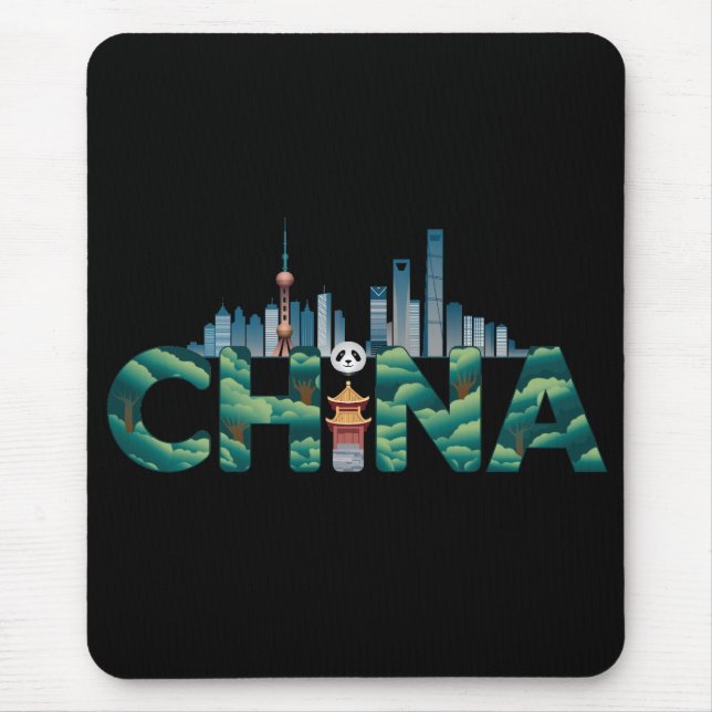 China Shanghai Temple Panda Mouse Mat (Front)