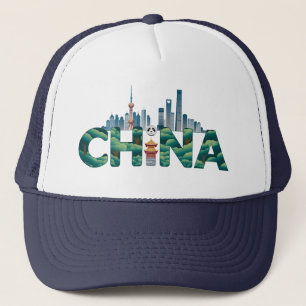 China Shanghai Temple Panda Trucker Hat