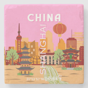 China Shanghai Travel Art Stone Coaster