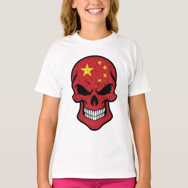 China Smiling Skull Flag T-Shirt (Front)