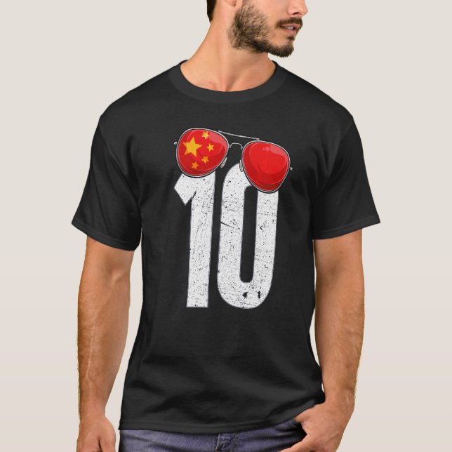 China Soccer Player Number 10 Chinese Flag   T-Shirt (Front)