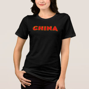 CHINA Special Customisable Black Tourist Tri-Blend Shirt