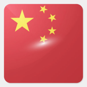 China square glossy flag sticker